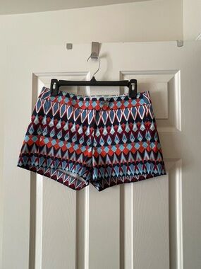 J. Crew Geometric Print Shorts in Blue & Red
